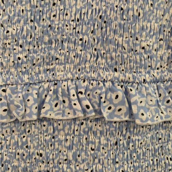 Size 6 Princess Polly blue one-shoulder bodycon ruched dress with ruffles. - Picture 3 of 4